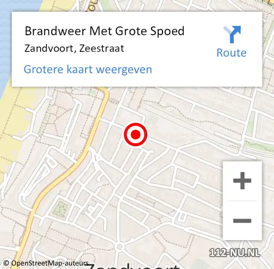 Locatie op kaart van de 112 melding: Brandweer Met Grote Spoed Naar Zandvoort, Zeestraat op 6 oktober 2019 15:54
