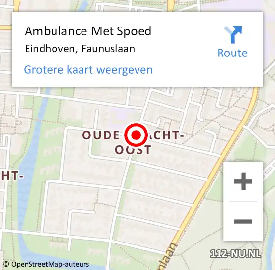 Locatie op kaart van de 112 melding: Ambulance Met Spoed Naar Eindhoven, Faunuslaan op 6 oktober 2019 16:27