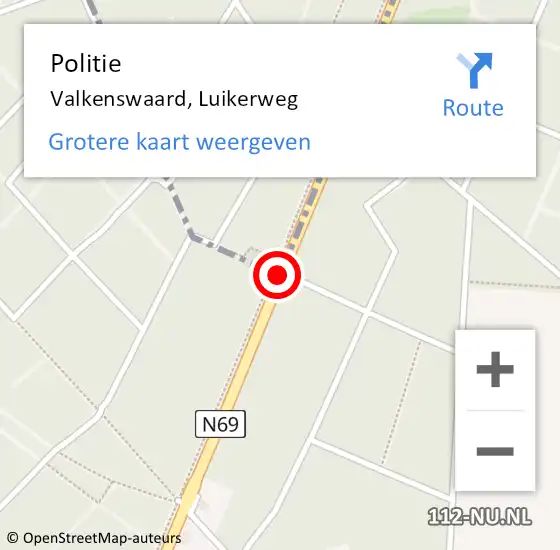 Locatie op kaart van de 112 melding: Politie Valkenswaard, Luikerweg op 6 oktober 2019 16:28