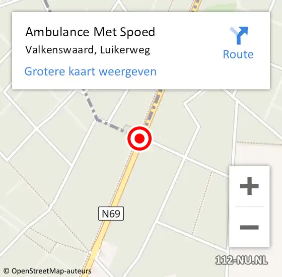 Locatie op kaart van de 112 melding: Ambulance Met Spoed Naar Valkenswaard, Luikerweg op 6 oktober 2019 16:31