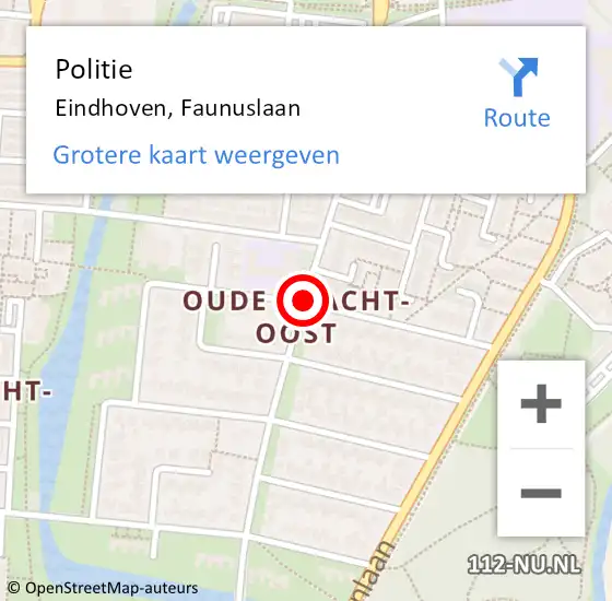 Locatie op kaart van de 112 melding: Politie Eindhoven, Faunuslaan op 6 oktober 2019 16:43