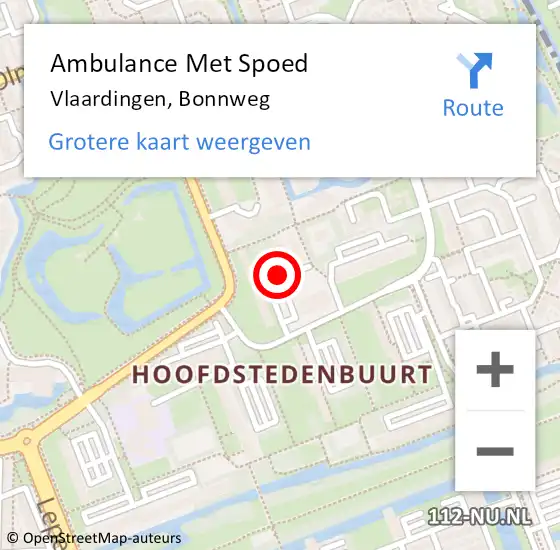 Locatie op kaart van de 112 melding: Ambulance Met Spoed Naar Vlaardingen, Bonnweg op 6 oktober 2019 16:45