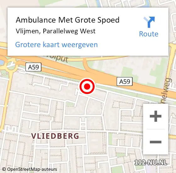 Locatie op kaart van de 112 melding: Ambulance Met Grote Spoed Naar Vlijmen, Parallelweg West op 6 oktober 2019 20:52