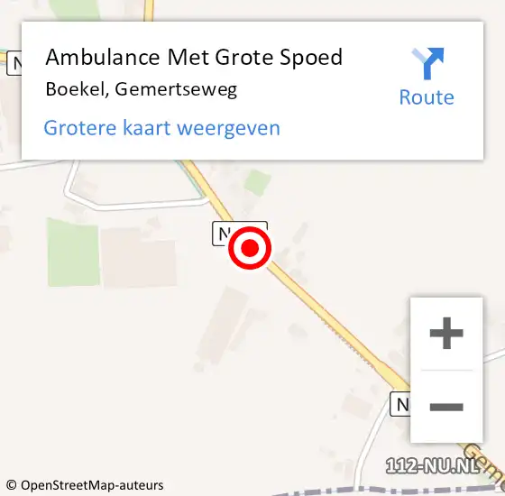 Locatie op kaart van de 112 melding: Ambulance Met Grote Spoed Naar Boekel, Gemertseweg op 7 oktober 2019 07:36