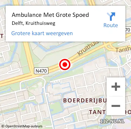 Locatie op kaart van de 112 melding: Ambulance Met Grote Spoed Naar Delft, Kruithuisweg op 7 oktober 2019 09:06