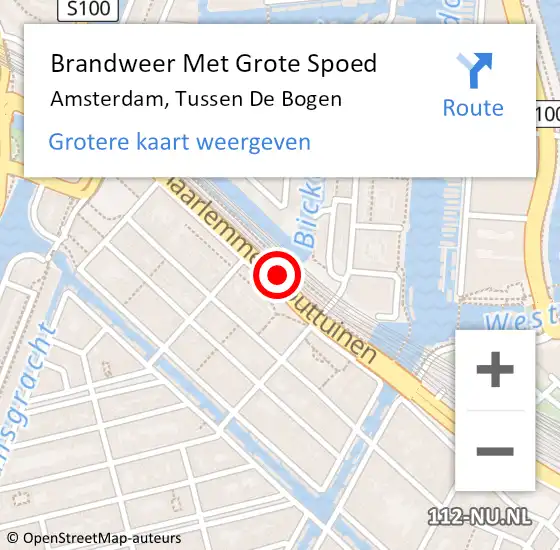 Locatie op kaart van de 112 melding: Brandweer Met Grote Spoed Naar Amsterdam, Tussen De Bogen op 7 oktober 2019 12:02