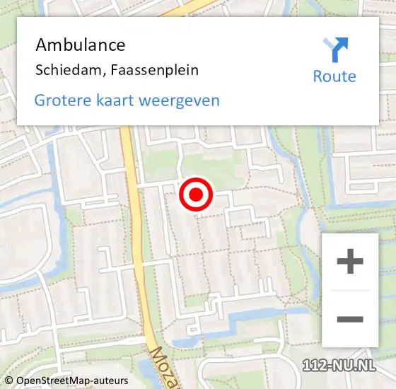 Locatie op kaart van de 112 melding: Ambulance Schiedam, Faassenplein op 7 oktober 2019 12:20