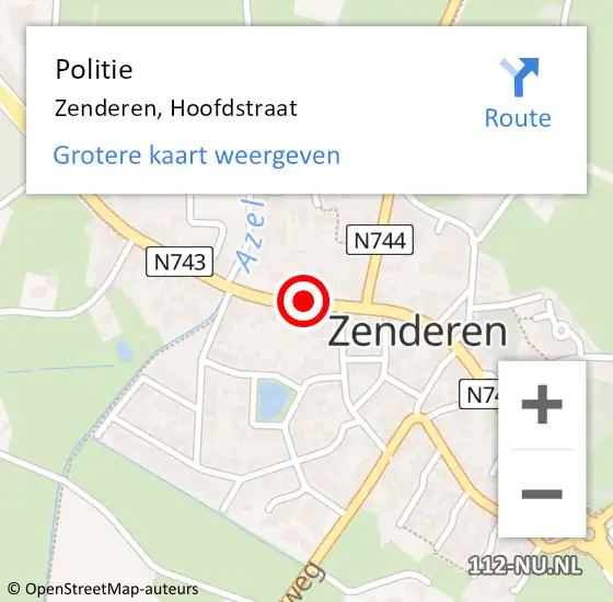 Locatie op kaart van de 112 melding: Politie Zenderen, Hoofdstraat op 7 oktober 2019 14:33