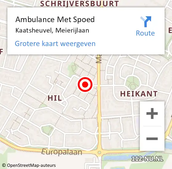 Locatie op kaart van de 112 melding: Ambulance Met Spoed Naar Kaatsheuvel, Meierijlaan op 7 oktober 2019 14:40
