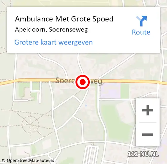 Locatie op kaart van de 112 melding: Ambulance Met Grote Spoed Naar Apeldoorn, Soerenseweg op 7 oktober 2019 14:43