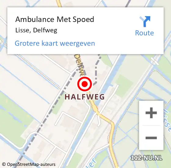 Locatie op kaart van de 112 melding: Ambulance Met Spoed Naar Lisse, Delfweg op 7 oktober 2019 15:40