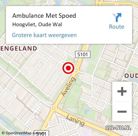 Locatie op kaart van de 112 melding: Ambulance Met Spoed Naar Hoogvliet, Oude Wal op 7 oktober 2019 16:52