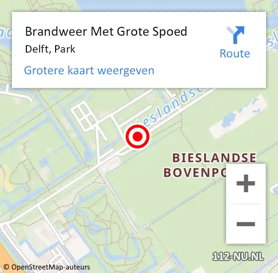 Locatie op kaart van de 112 melding: Brandweer Met Grote Spoed Naar Delft, Park op 7 oktober 2019 20:33
