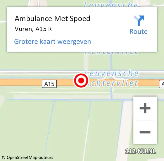 Locatie op kaart van de 112 melding: Ambulance Met Spoed Naar Vuren, A15 R op 7 oktober 2019 23:28