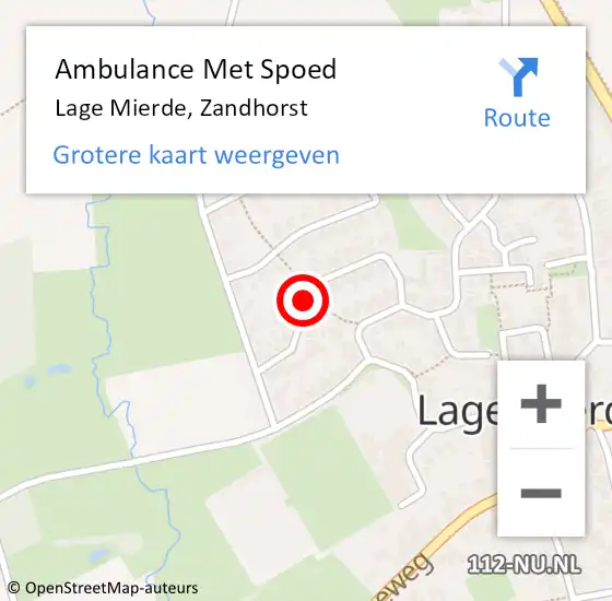 Locatie op kaart van de 112 melding: Ambulance Met Spoed Naar Lage Mierde, Zandhorst op 8 oktober 2019 03:22