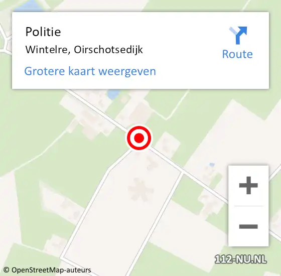 Locatie op kaart van de 112 melding: Politie Wintelre, Oirschotsedijk op 8 oktober 2019 07:11