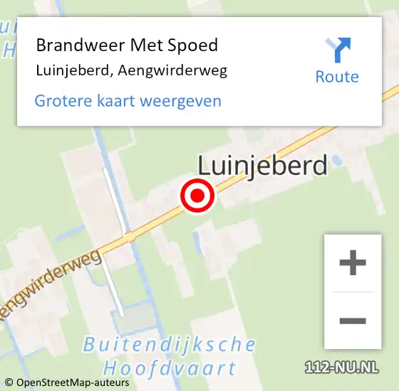 Locatie op kaart van de 112 melding: Brandweer Met Spoed Naar Luinjeberd, Aengwirderweg op 8 oktober 2019 14:27