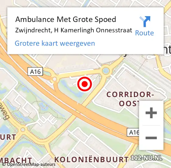 Locatie op kaart van de 112 melding: Ambulance Met Grote Spoed Naar Zwijndrecht, H Kamerlingh Onnesstraat op 8 oktober 2019 18:36