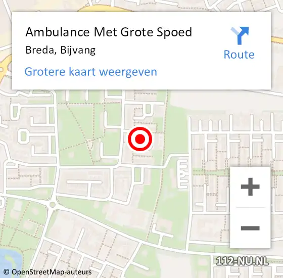 Locatie op kaart van de 112 melding: Ambulance Met Grote Spoed Naar Breda, Bijvang op 8 oktober 2019 18:56
