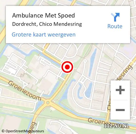 Locatie op kaart van de 112 melding: Ambulance Met Spoed Naar Dordrecht, Chico Mendesring op 8 oktober 2019 21:27