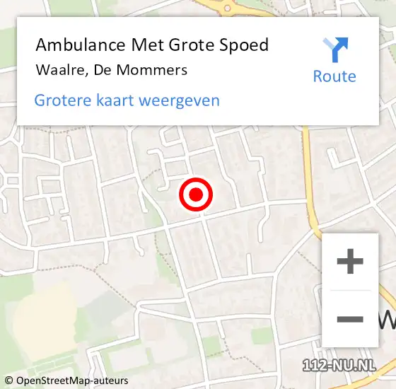 Locatie op kaart van de 112 melding: Ambulance Met Grote Spoed Naar Waalre, De Mommers op 9 oktober 2019 10:52