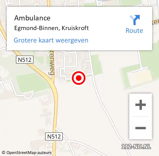Locatie op kaart van de 112 melding: Ambulance Egmond-Binnen, Kruiskroft op 9 oktober 2019 13:48