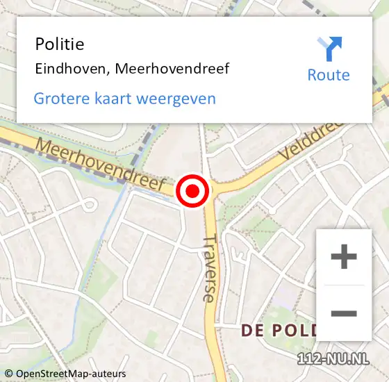 Locatie op kaart van de 112 melding: Politie Eindhoven, Meerhovendreef op 9 oktober 2019 17:09
