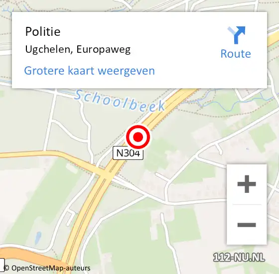 Locatie op kaart van de 112 melding: Politie Ugchelen, Europaweg op 9 oktober 2019 22:32