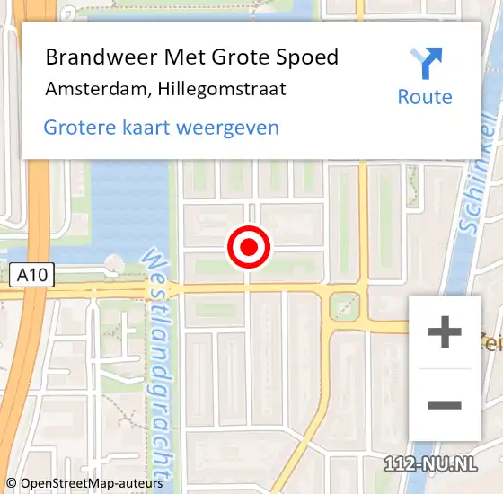 Locatie op kaart van de 112 melding: Brandweer Met Grote Spoed Naar Amsterdam, Hillegomstraat op 10 oktober 2019 00:41