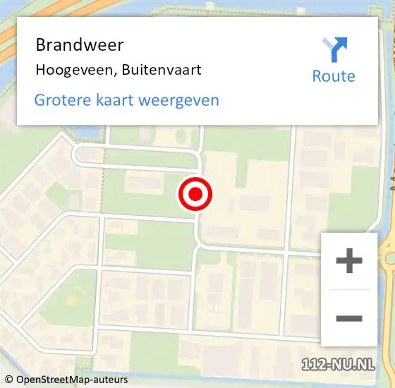 Locatie op kaart van de 112 melding: Brandweer Hoogeveen, Buitenvaart op 10 oktober 2019 08:54