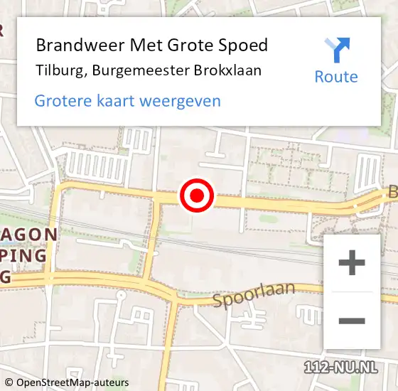 Locatie op kaart van de 112 melding: Brandweer Met Grote Spoed Naar Tilburg, Burgemeester Brokxlaan op 10 oktober 2019 11:41