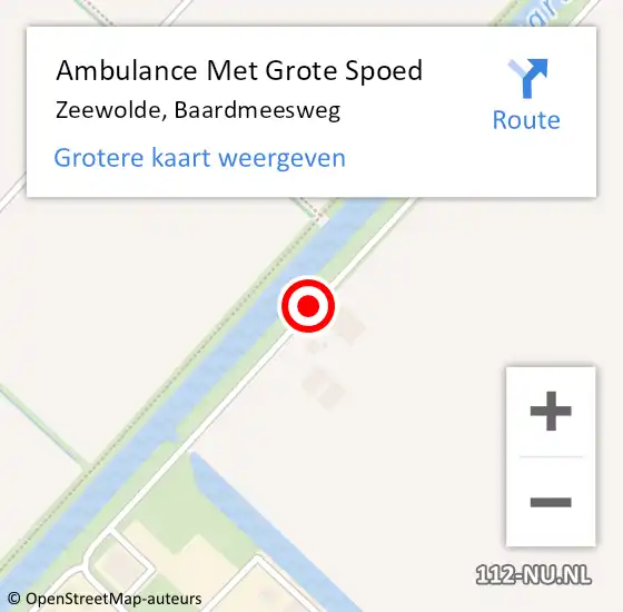 Locatie op kaart van de 112 melding: Ambulance Met Grote Spoed Naar Zeewolde, Baardmeesweg op 10 oktober 2019 13:55