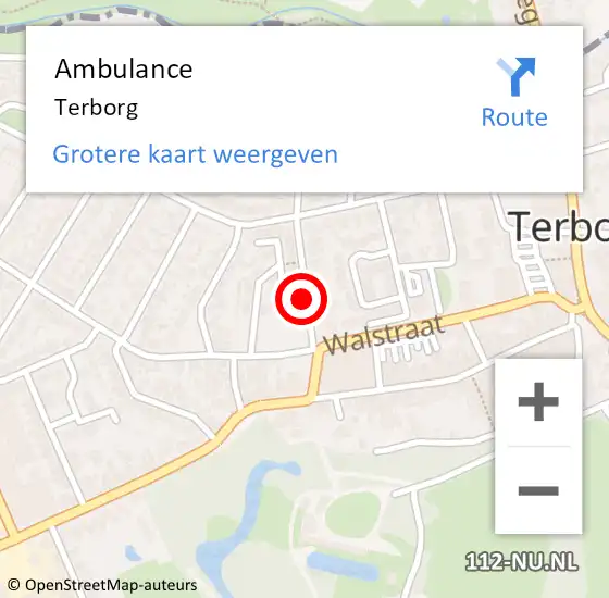Locatie op kaart van de 112 melding: Ambulance Terborg op 10 oktober 2019 14:42