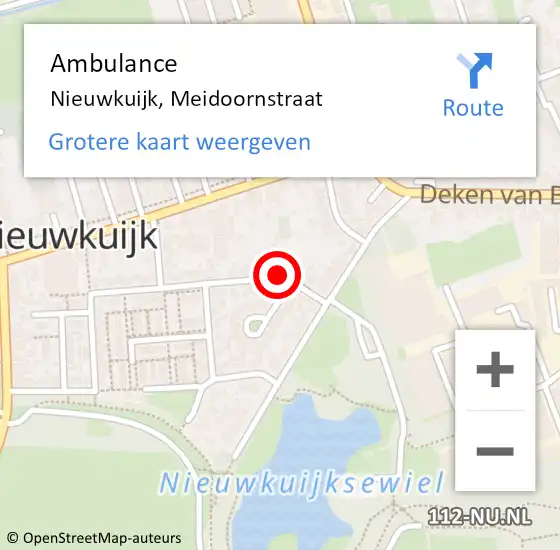 Locatie op kaart van de 112 melding: Ambulance Nieuwkuijk, Meidoornstraat op 10 oktober 2019 15:38