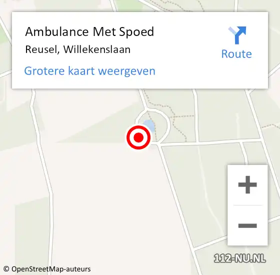 Locatie op kaart van de 112 melding: Ambulance Met Spoed Naar Reusel, Willekenslaan op 10 oktober 2019 16:33