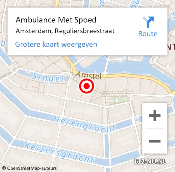 Locatie op kaart van de 112 melding: Ambulance Met Spoed Naar Amsterdam, Reguliersbreestraat op 10 oktober 2019 17:31