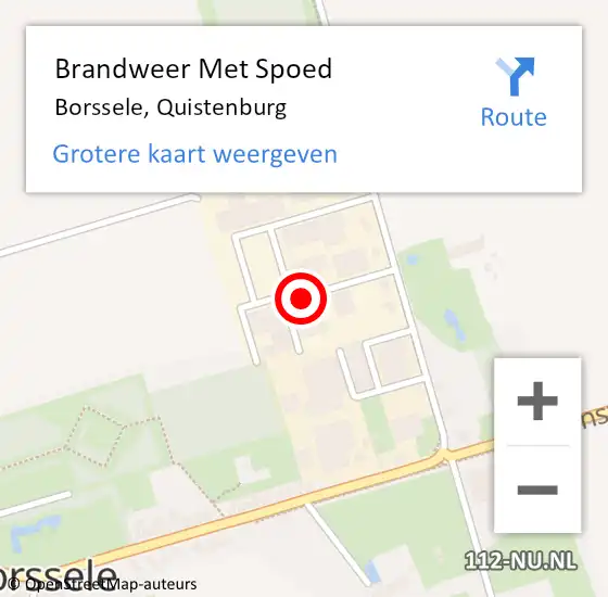 Locatie op kaart van de 112 melding: Brandweer Met Spoed Naar Borssele, Quistenburg op 10 oktober 2019 20:37