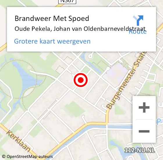 Locatie op kaart van de 112 melding: Brandweer Met Spoed Naar Oude Pekela, Johan van Oldenbarneveldstraat op 11 oktober 2019 00:38