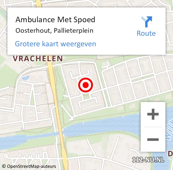 Locatie op kaart van de 112 melding: Ambulance Met Spoed Naar Oosterhout, Pallieterplein op 11 oktober 2019 01:41