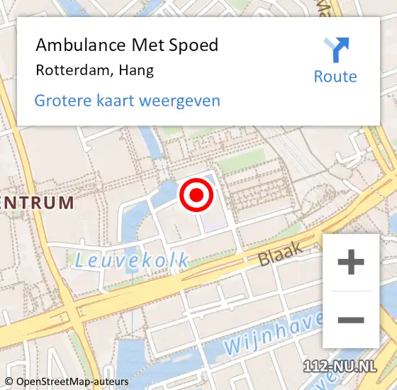 Locatie op kaart van de 112 melding: Ambulance Met Spoed Naar Rotterdam, Hang op 11 oktober 2019 07:10