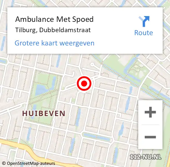 Locatie op kaart van de 112 melding: Ambulance Met Spoed Naar Tilburg, Dubbeldamstraat op 11 oktober 2019 10:43