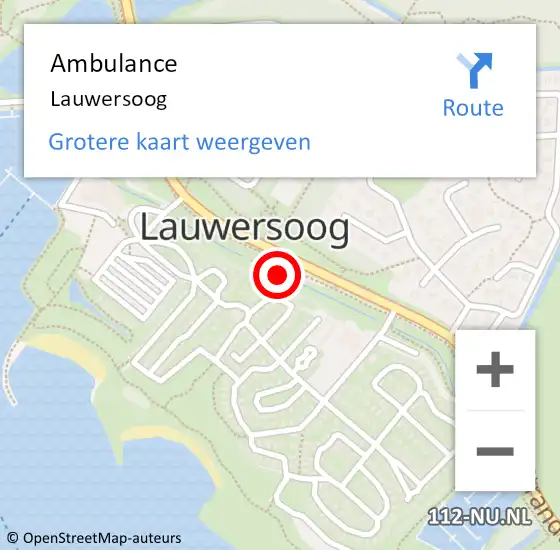 Locatie op kaart van de 112 melding: Ambulance Lauwersoog op 11 oktober 2019 11:16