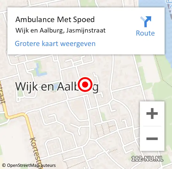 Locatie op kaart van de 112 melding: Ambulance Met Spoed Naar Wijk en Aalburg, Jasmijnstraat op 11 oktober 2019 12:27