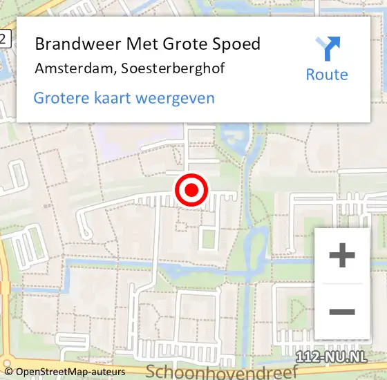 Locatie op kaart van de 112 melding: Brandweer Met Grote Spoed Naar Amsterdam, Soesterberghof op 11 oktober 2019 19:38