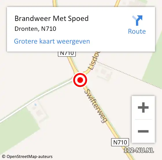 Locatie op kaart van de 112 melding: Brandweer Met Spoed Naar Dronten, N710 op 11 oktober 2019 23:29