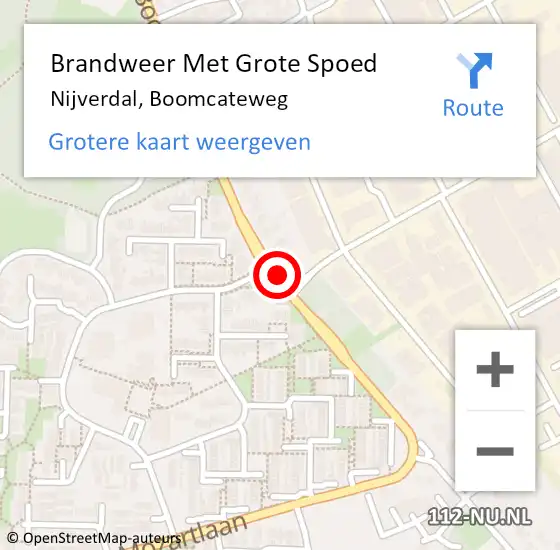 Locatie op kaart van de 112 melding: Brandweer Met Grote Spoed Naar Nijverdal, Boomcateweg op 12 oktober 2019 13:32