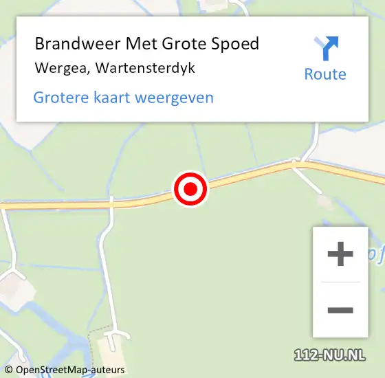 Locatie op kaart van de 112 melding: Brandweer Met Grote Spoed Naar Wergea, Wartensterdyk op 12 oktober 2019 13:49