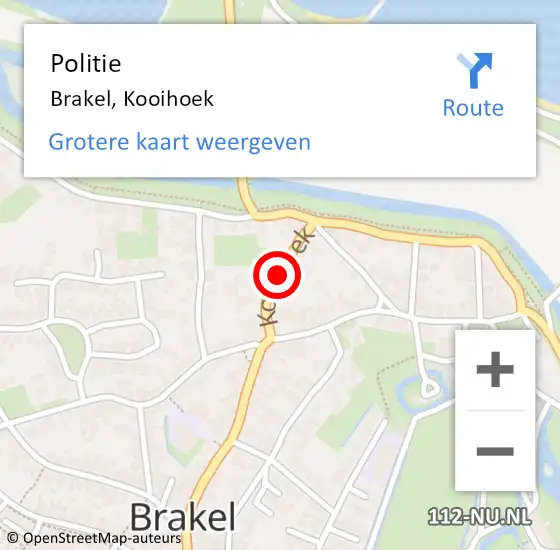 Locatie op kaart van de 112 melding: Politie Brakel, Kooihoek op 12 oktober 2019 13:55