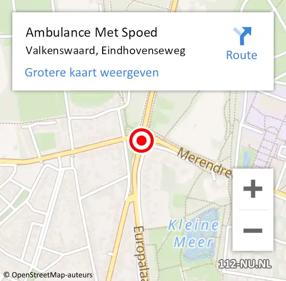 Locatie op kaart van de 112 melding: Ambulance Met Spoed Naar Valkenswaard, Eindhovenseweg op 12 oktober 2019 14:05