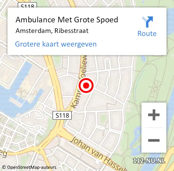 Locatie op kaart van de 112 melding: Ambulance Met Grote Spoed Naar Amsterdam, Ribesstraat op 12 oktober 2019 15:16